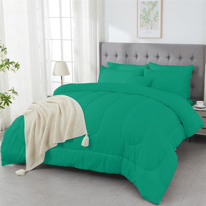 3 Piece Solid Color All Season Bedding Comforter Set Microfiber Soft Lightweight Bedding Set for Kids Teens Adults Room Decor with 1 Comforter and 2 Pillowcases Twin