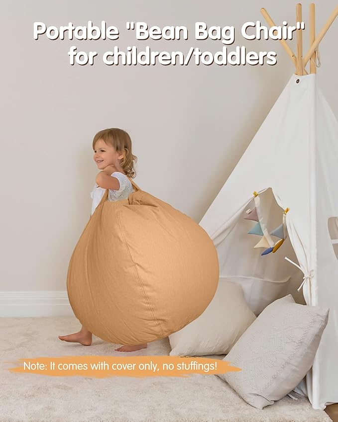 Aubliss Stuffed Animal Bean Bag Storage Chair (Solid Khaki, X-Large (48''))