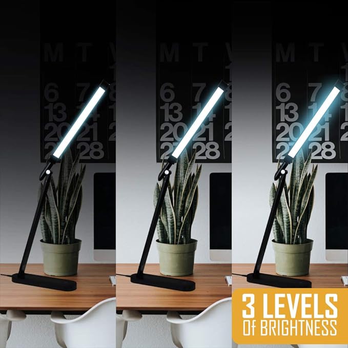 AULTRA LED DESK LAMP LIGHT - Touch Control Desk Lamp with Multiple Brightness Level - Lights for Bedroom, The Office Desk, Reading Lamps, Bedside Table and Standing Desk (Black)