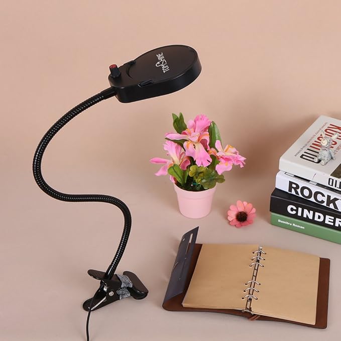 Tom-shine Magnifying Glass Lamp 3X 10X,Stepless Dimmable LED Magnifying Lamp with Dust Cover Metal Clamp,Adjustable LED Magnifier with Light and Stand for Crafts Reading Workbench Close Work