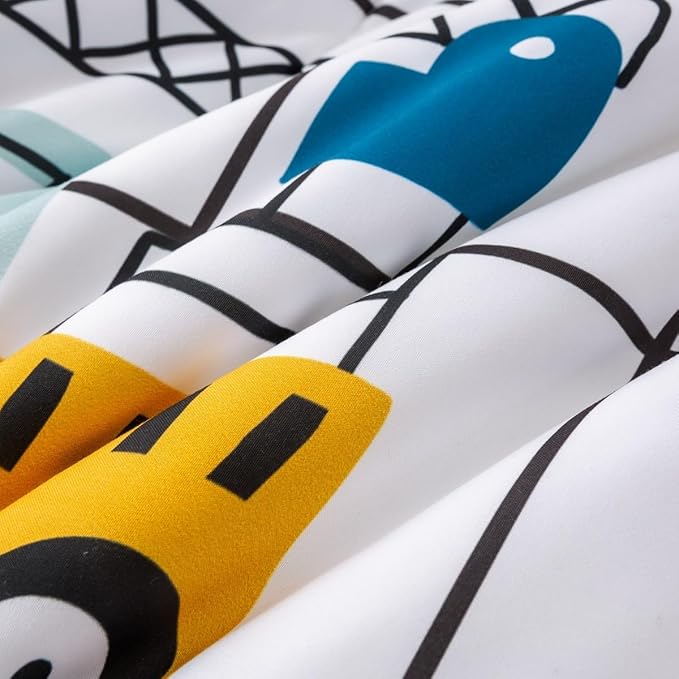 Feelyou Construction Truck Comforter Set Twin Size Kids Machinery Truck Excavators Vehicles Comforter for Boys Teens Cartoon Tractor Bedding Set Excavator Tractor Plaid Grid White Duvet Set Quilt Set