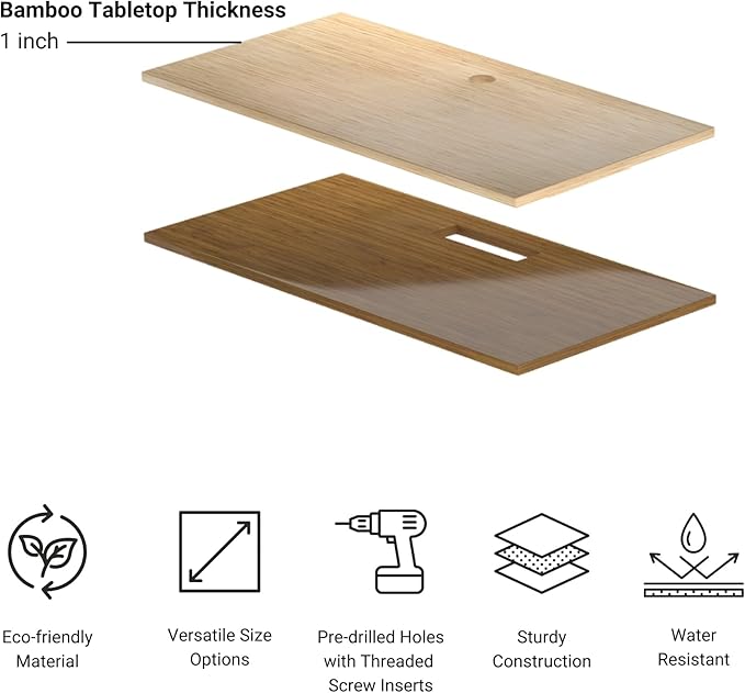 Standing desk bamboo, dual motor stand up desk adjustable height electric 48x30 - Bamboo Light Matte, White Frame