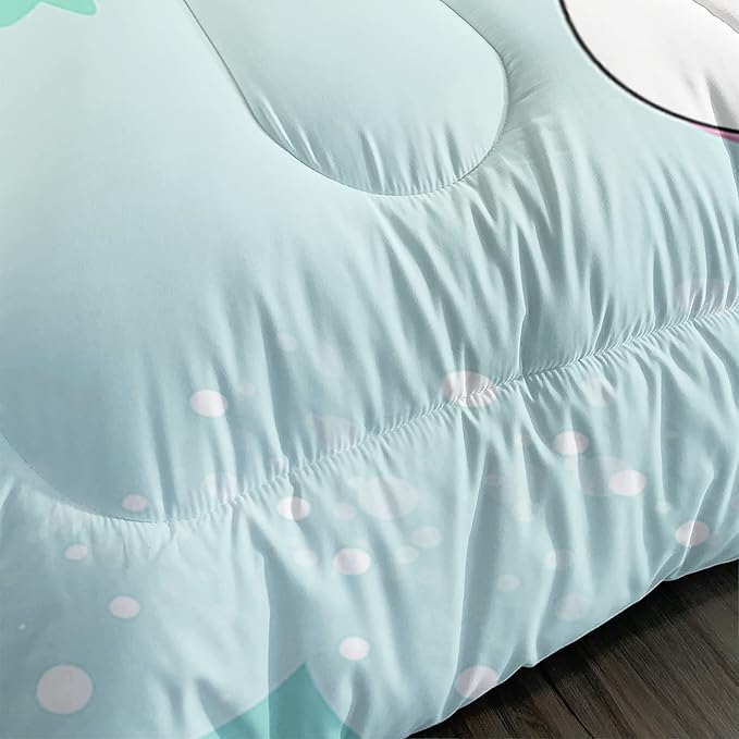 Unicorn Comforter Set 3Pcs Cartoon Dinosaur Kids Bedding Set Rainbow Cloudy Star Bed Set with 1 Comforter and 2 Pillowcases