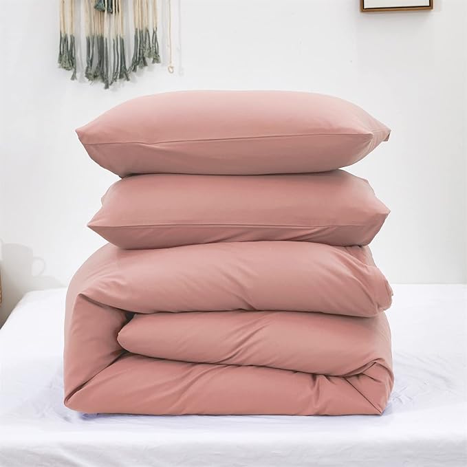 Blush Pink Comforter Set Full Size Solid Rose Pink Bedding Women Quilt Set Blush Pink Comfroter Set 3 PCs for Girls boys Teens Adult Bed Set Durable Breathable Pink Blanket