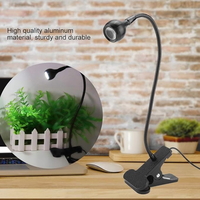 LED Desk Lamp, Ymiko USB Clip-on Reading Lights Eye Protection Book Clamp Light, 360 ° Flexible Gooseneck Clamp Lamp for Home Study Reading Kid's Room(Black)