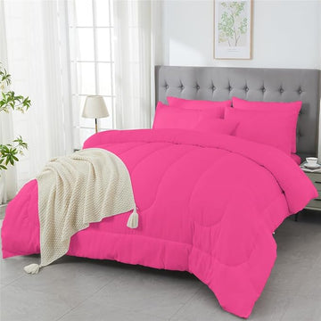 3 Piece Solid Color All Season Bedding Comforter Set Microfiber Soft Lightweight Bedding Set for Kids Teens Adults Room Decor with 1 Comforter and 2 Pillowcases Queen