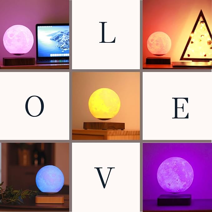 Floating Moon Lamp 16 Colors Magnetic Levitating Moon Light, Great Gift for Family, Kids and Lover for Birthdays, Valentine's Day, Anniversary（Dark Brown Base