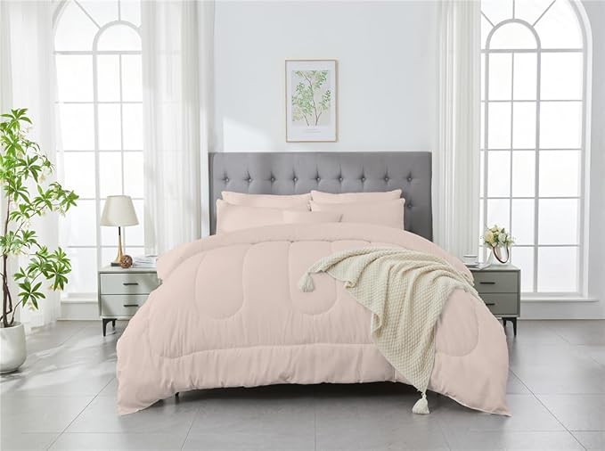 3 Piece Solid Color All Season Bedding Comforter Set Microfiber Soft Lightweight Bedding Set for Kids Teens Adults Room Decor with 1 Comforter and 2 Pillowcases Queen