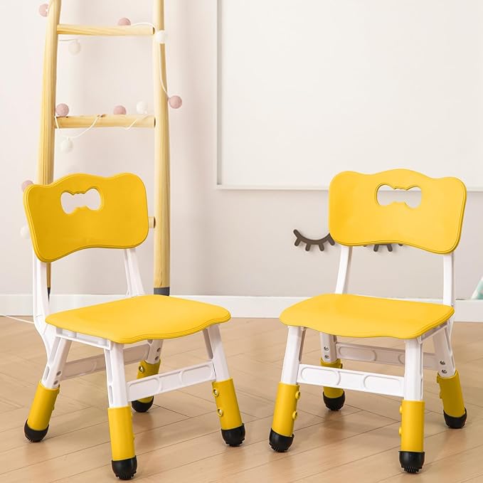 Adjustable Kid Chairs Indoor 3 Level Adjustable Suitable for Children Age 2-6. Maximum load-bearing 220LBS Suitable for Family Classroom and Nursery Child Seat Set (2-Pack) (Yellow(2 Chair))