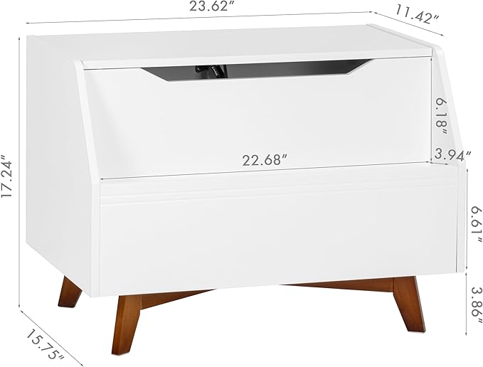 UTEX Kids Toy Box, Wooden Toy Chest, Kids Storage Organizer Bench with Front Book Storage Area for Boys and Girls, Children's Furniture, White
