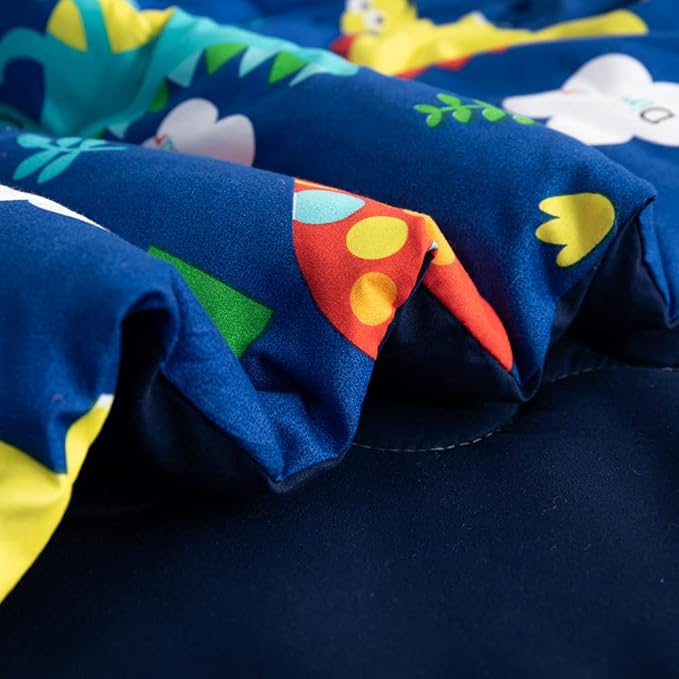 Wajade 7 Piece Kid Boys Dinosaur Comforter Set Queen Size 3D Blue Dinosaur Wild Park Jungle Print Bedding Set with Comforter, Sheet Set, Pillowcase and Sham