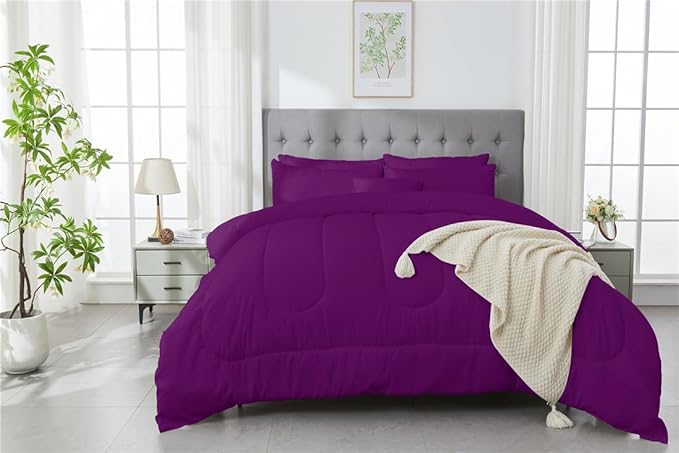 3 Piece Solid Color All Season Bedding Comforter Set Microfiber Soft Lightweight Bedding Set for Kids Teens Adults Room Decor with 1 Comforter and 2 Pillowcases Queen