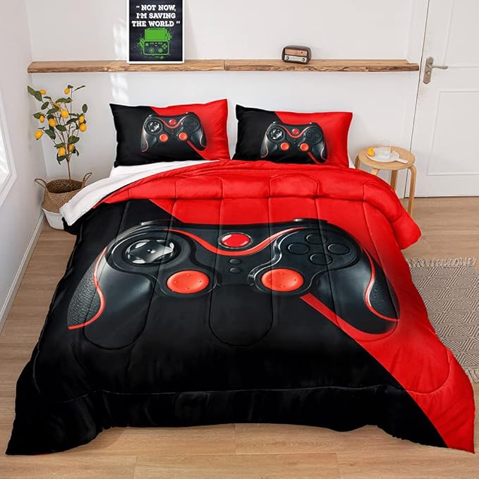 Gaming Comforter for Boys Teen,Game Contoller Bedding Set for Boys Kids,Down Alternative Comforter for All Season,Gamer Home Decor for Boys Comforter Set (Comforter-game40, Twin)