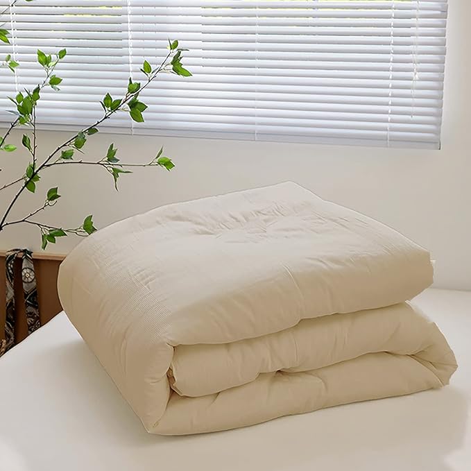 Champagne Comforter Set Full Khaki Bedding Set Lightweight Women Solid Light Champagne Blanket 3 PCs Durable Soft Comforter Set Full Beige Quilts Set Breathable Champagne Bed Comforter Set