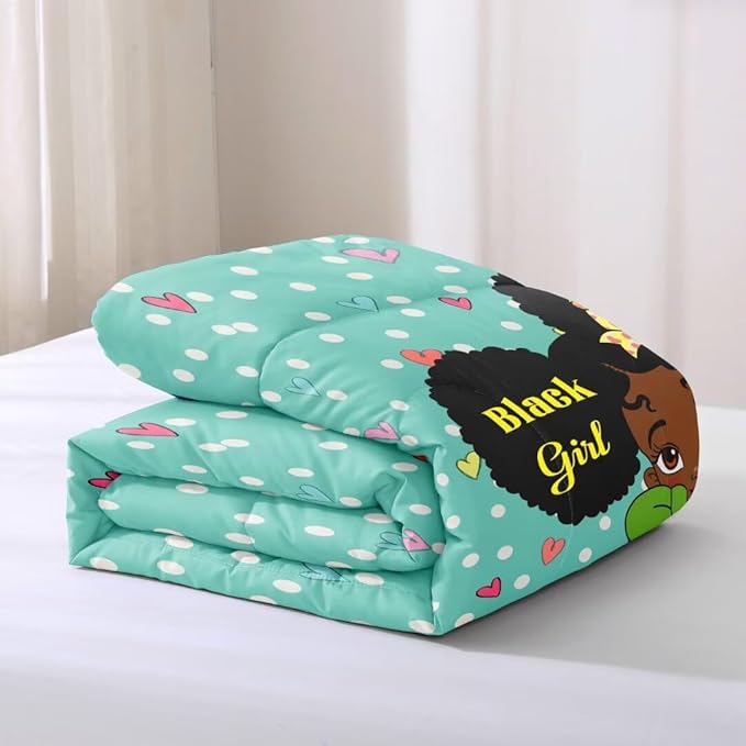 Black Girl Comforter Set Queen for Kids Teens Youth,Black Girl Magic Bedding Set,African American Girl Inspirational Quotes Comforter Set,Black Princess Bed Bedroom Set