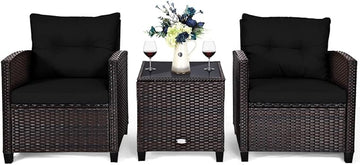 3 PCS Patio Furniture Set, OneSize, Black