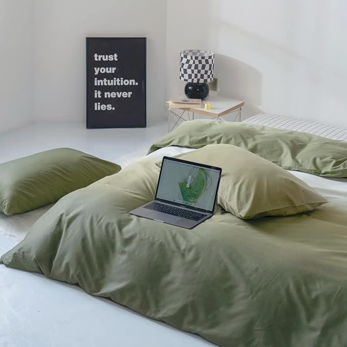 Gradient Green Comforter Set Ombre White Green Bedding Set Full Women Aesthetic Comforter 3 PCs Green Color Bed Comforter Set Full Gradient White and Green Comforter Set Full Size
