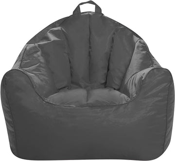 Posh Creations Structured Comfy Seat for Playrooms and Bedrooms, Large Bean Bag Chair, Malibu Lounge, Charcoal Gray
