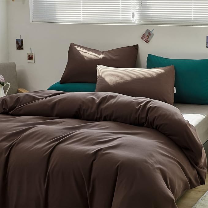 Brown Comforter Set King Coffee Color Bedding Set 3 Pieces Solid Chestnut Brown Color All Season Blanket Set Women Coffee Brown Color Lightweight Comforter Set King Breathable Bed Comforter
