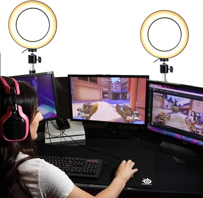 Gaming Light for Desk, Streaming Light with Desk Clamp Stand for Twitch