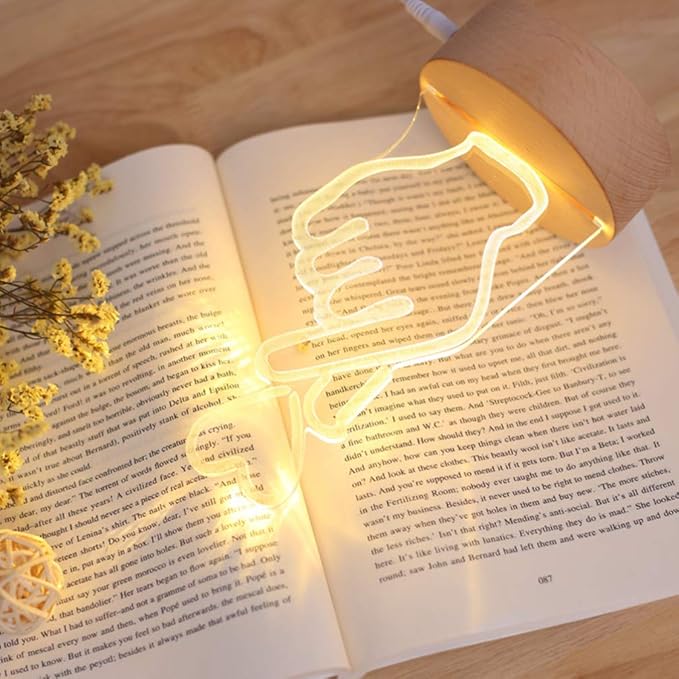 OSALADI Finger Heart Night Light, 3D Pattern Desk Table Lamp USB Charging, Acrylic Button Desk Lamp for Living Room Home Bedroom