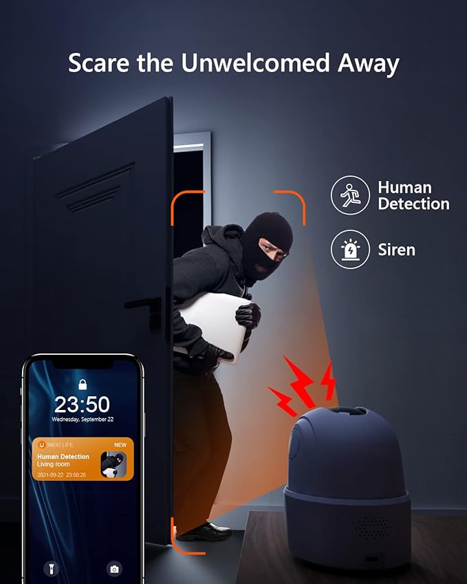 Imou 2.5K WiFi Camera Indoor Pet Dog Camera 4MP, 360° Home Security Wireless IP Baby Camera, Human Detection AI, Smart Tracking, Siren, 10m Night Vision, 2-Way Audio, Privacy Mode, Works with Alexa