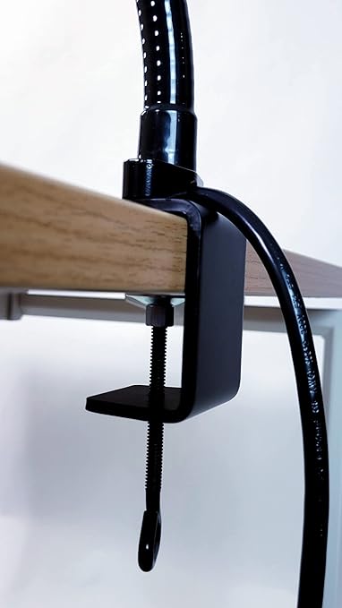 MOFFATT LED Desk Lamp with Clamp, 18" Articulating Flexible Gooseneck Arm, Ultra Bright Mountable LED Task Light, Work Lamp, 100 Watts, 1690 Raw Lumens, 95031, Black (Made in USA)