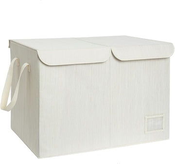 StorageWorks Toy Storage Organizer with Flip-Top Lids, Toy Bins for Living Room, Nursery Room, Playroom, Large Toy Chest for Kids, Mixing of Beige, White & Ivory, 24 ¾"L x 13" W x 16" H