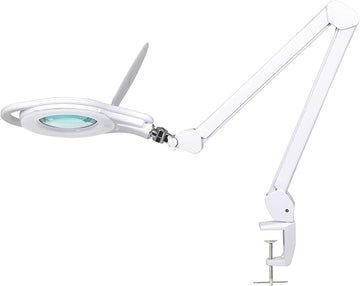 Neatfi Elite LED Magnifying Lamp with Clamp, 8 Diopter, 3000K-6500K Color Temperature, 96 pcs SMD LED, Nonpolar Dimming, Eye-Friendly, Glare-Free, Adjustable Arm Magnifier (5 Inch Lens, White)