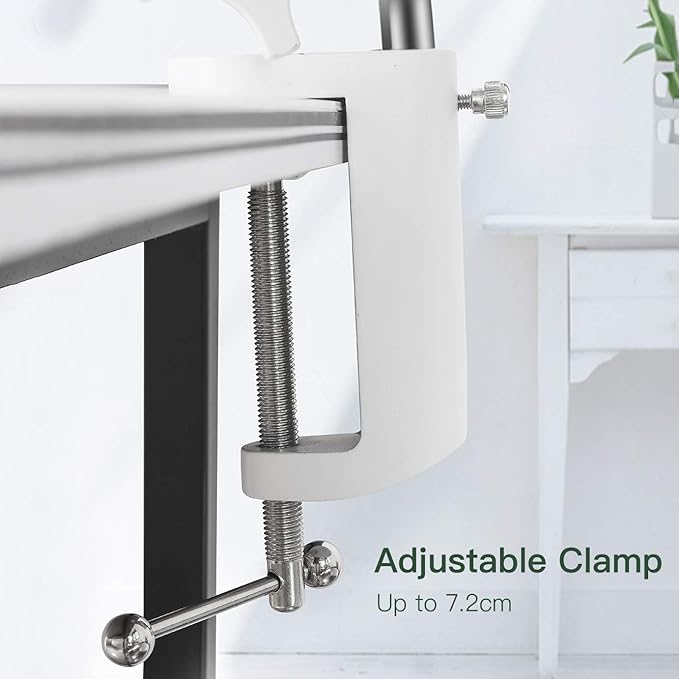 Magnifying Lamp with Clamp,Dimmable 10X Magnifier lamp, 5 Inches Magnifier Glass, Adjustable Stainless Steel Lamp Arm for Reading,Craft,Knitting (White Cover)