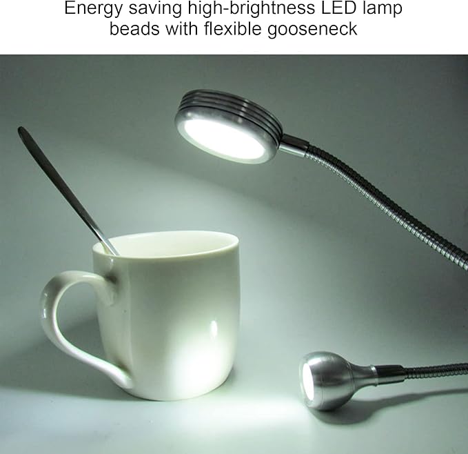 Zerodis LED Desk Lamp, Dimmable LED Clip Desk Lamp 10 Gear Adjustable USB LED Double Head Gooseneck Table Lamp Reading Lamp for Bedroom