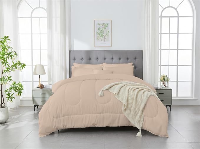 3 Piece Solid Color All Season Bedding Comforter Set Microfiber Soft Lightweight Bedding Set for Kids Teens Adults Room Decor with 1 Comforter and 2 Pillowcases King