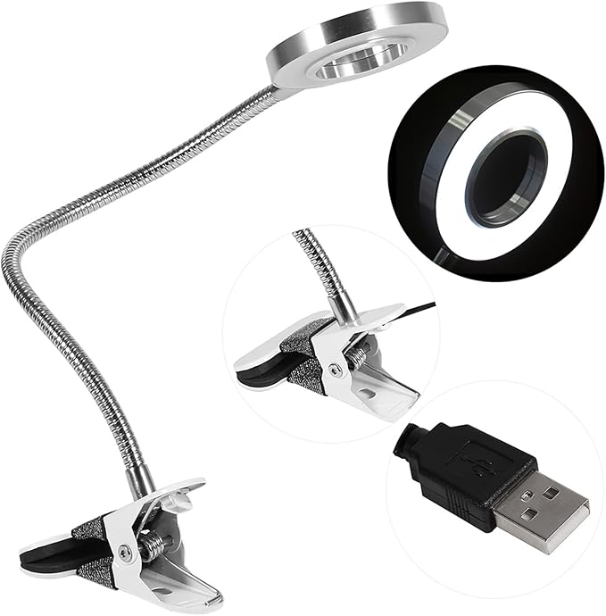 Desk Light Lamp Clip on Light Tattoo Manicure Makeup Light, USB LED Light Beauty Lamp with Clamp, Portable Cold Light Lamp Shadowless Lamp with Flexible Tube