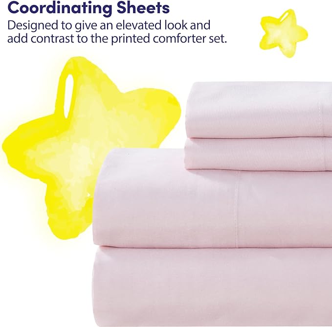 Kids Bedding Set Bed in a Bag for Boys and Girls Toddlers Printed Sheet Set and Comforter, Full, Waterbury Marble (Pack of 4)