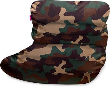 Posh Creations Structured Comfy Bean Bag Chair for Gaming, Reading and Watching TV, Laguna Lounger, Nylon - Camo Green