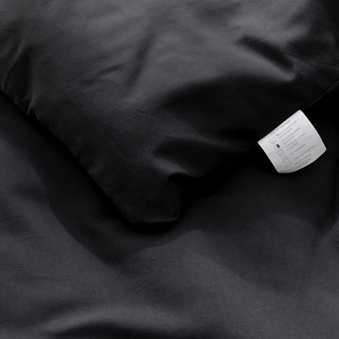 ROSGONIA King Size Comforter Set Black, 3pcs (1 Black Comforter & 2 Pillowcases), All Season Bedding Lightweight Bedspread Blanket Quilt Bed Set
