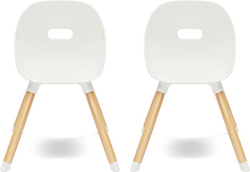 Lalo The Play Chair, Wooden and Non-Toxic Plastic Kids and Toddler Chair - Sturdy Bucket Seat and Easy to Clean Kids Chair with up to 200 lb. Weight Capacity, Set of 2 - Coconut