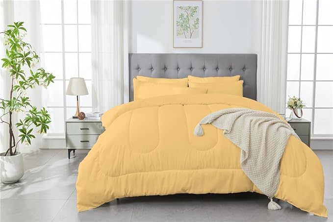 3 Piece Solid Color All Season Bedding Comforter Set Microfiber Soft Lightweight Bedding Set for Kids Teens Adults Room Decor with 1 Comforter and 2 Pillowcases Full