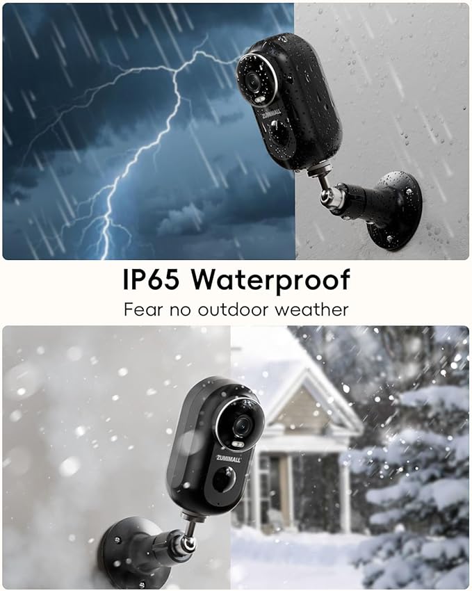 ZUMIMALL Solar Security Cameras Wireless Outdoor, 2Packs, Solar Camera Outdoor Wireless, 2.4G WiFi Battery Camera, 3MP Color Night Vision, Magnetic Mount, Siren,PIR/AI Analyse, IP66, Cloud, Alexa