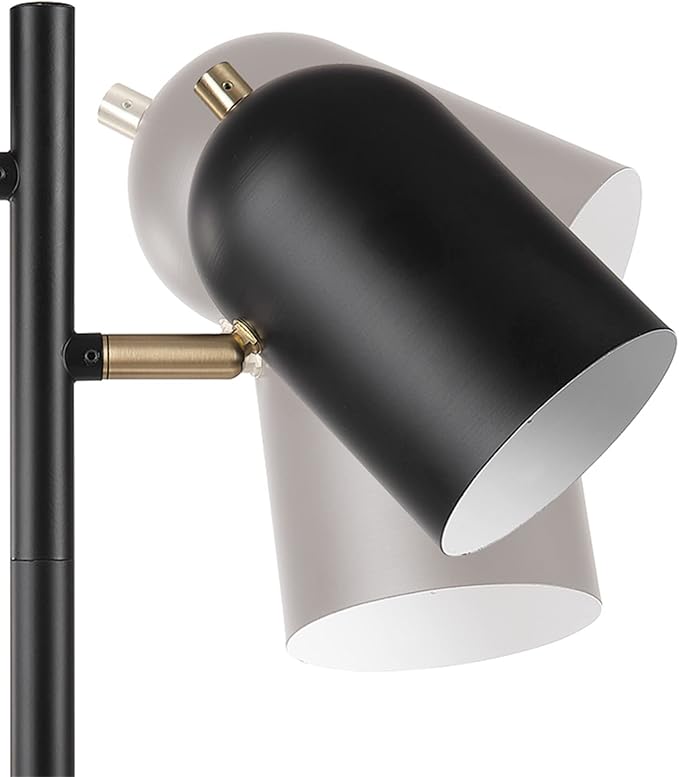 Globe Electric 52994 19" 2-Light Desk Lamp, Matte Black, Matte Brass Accents, 2.1A USB Port, On/Off Rotary Switch on Each Shade