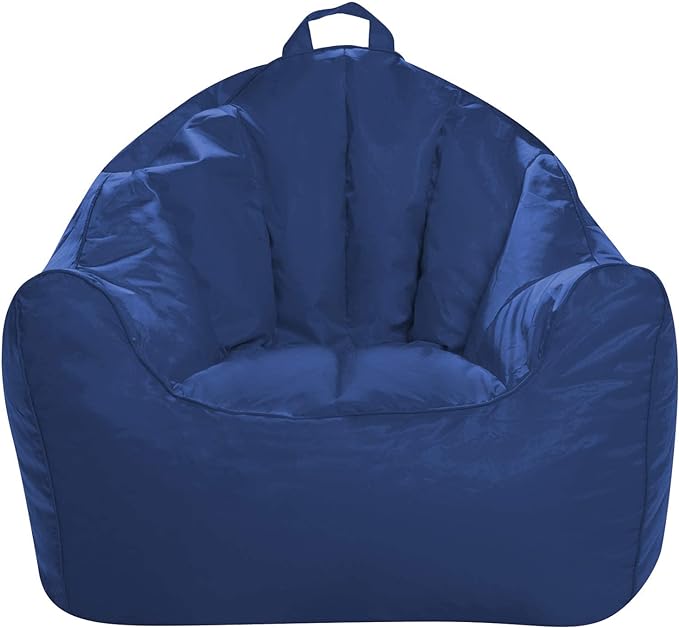 Posh Creations Structured Comfy Seat for Playrooms and Bedrooms, Large Bean Bag Chair, Malibu Lounge, Navy