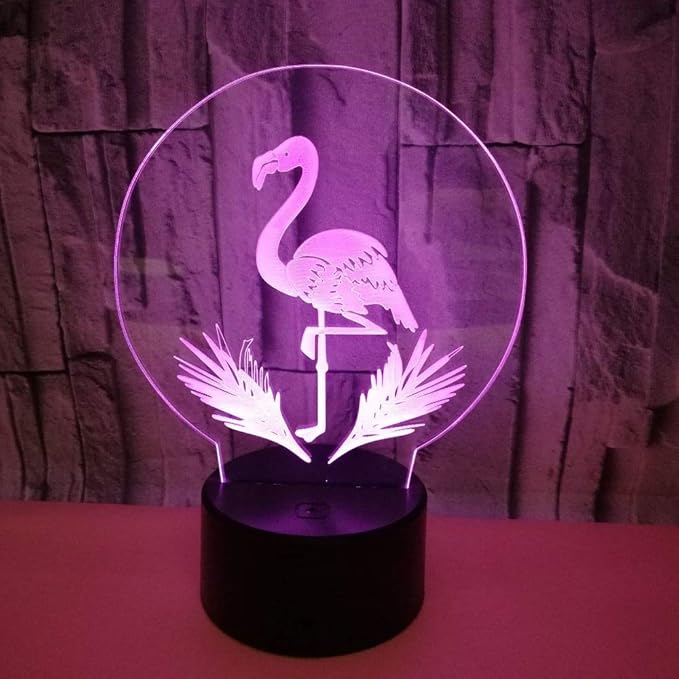 Flamingo Lamp - Acrylic 3D Night Lights USB LED Table Lamp Home r2d2 3D Arts Lamp - 3D Optical Illusions 7 Color Changing Bedroom Decor Night Light Gifts for Elder Father Mother & Friends.