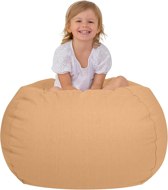Aubliss Stuffed Animal Bean Bag Storage Chair (Solid Khaki, Large (38''))