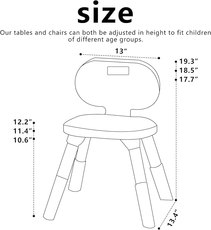 3 Level Height Adjustable Kids Chairs Plastic Preschool Chair Durable and Lightweight Child Chair with a Maximum Load Capacity of 220 pounds Suitable for Day Care, Classroom, and Home (1-Pack Grey)