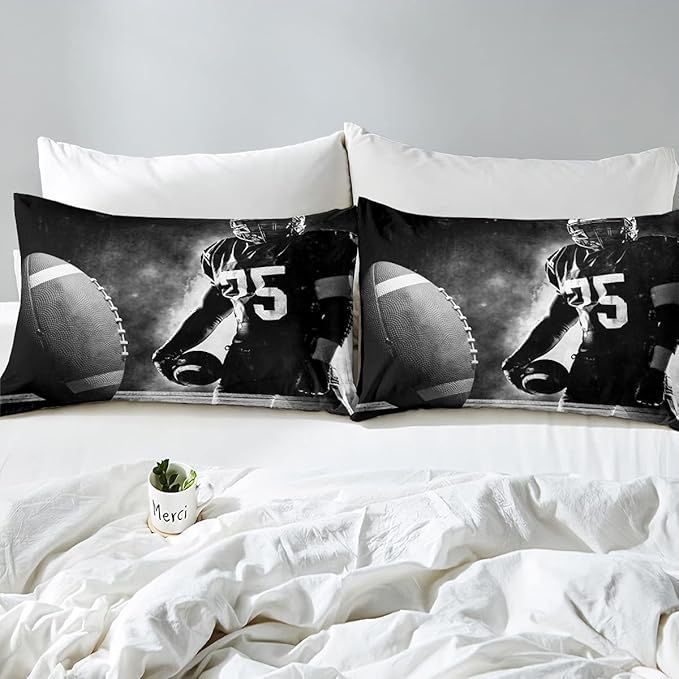 Erosebridal Football Down Comforter for Kids Boys Girls Teens Sports Theme Comforter Set Soccer Pattern Duvet Insert Football Match Bedding Set Youth Bedroom Decor Quilted with 1 Pillowcase,Twin
