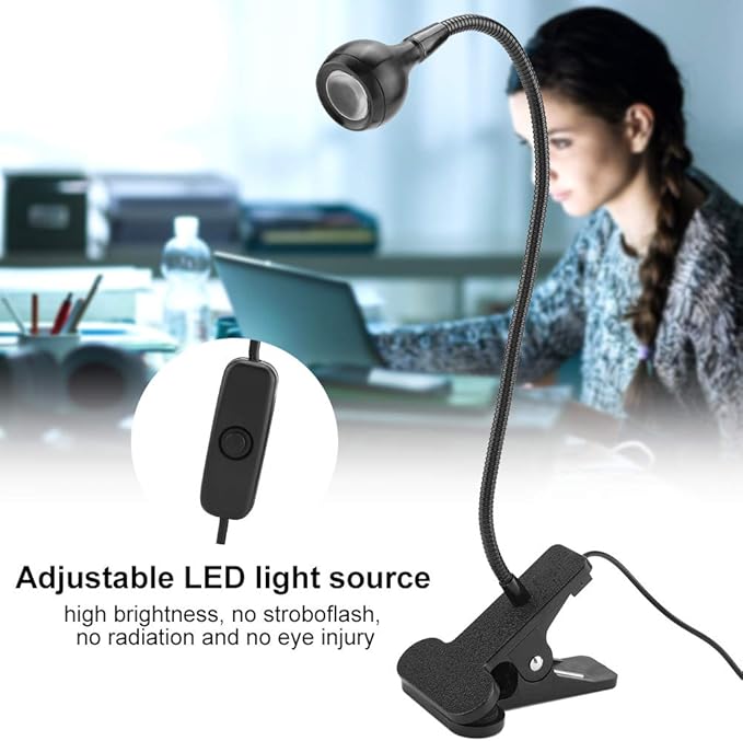 LED Desk Lamp, Ymiko USB Clip-on Reading Lights Eye Protection Book Clamp Light, 360 ° Flexible Gooseneck Clamp Lamp for Home Study Reading Kid's Room(Black)