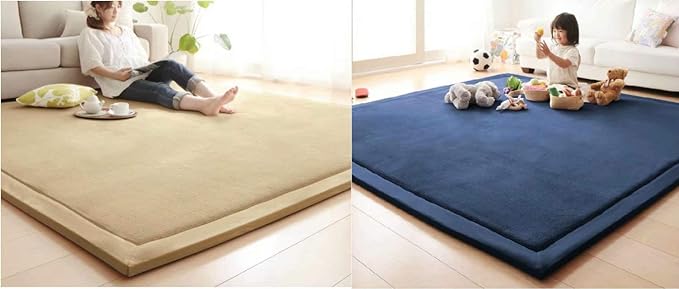 Children Play Mat, V-mix Handmade Weaving Plush Foam Play Crawling Rugs for Baby, Toddler, and Children Play Blanket, Yoga Mat, Exercise Mat-Cushy- Soft & Thick Hypoallergenic, Non-Toxic, Reversible