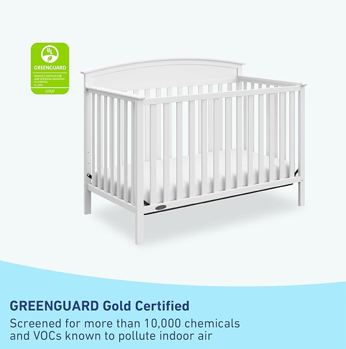 Graco Benton 5-in-1 Convertible Crib (White) – GREENGUARD Gold Certified, Converts from Baby Crib to Toddler Bed, Daybed and Full-Size Bed, Fits Standard Full-Size Crib Mattress