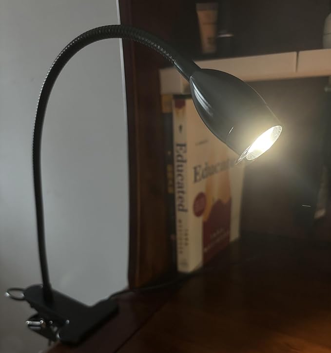 LED Desk Lamp Versatile Clip-on Light Dimmable Zoomable Metal Spotlight with Flexible Arm and Strong Clamp for Reading, Crafting, Working, Painting