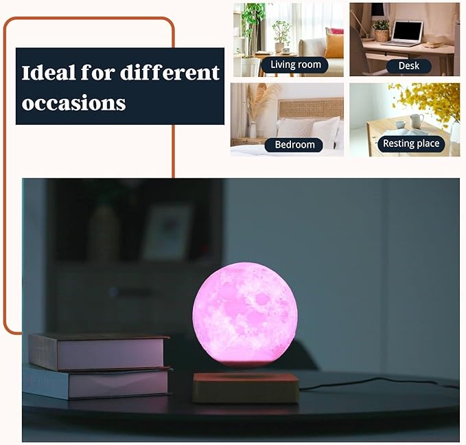 Floating Moon Lamp 16 Colors Magnetic Levitating Moon Light, Great Gift for Family, Kids and Lover for Birthdays, Valentine's Day, Anniversary（Dark Brown Base